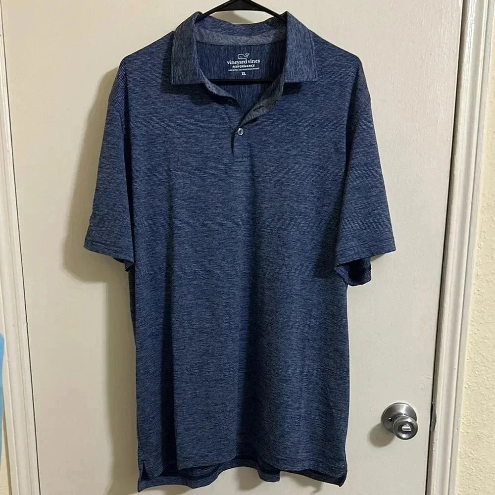 Vineyard Vines Men's Heather Navy Blue Polo